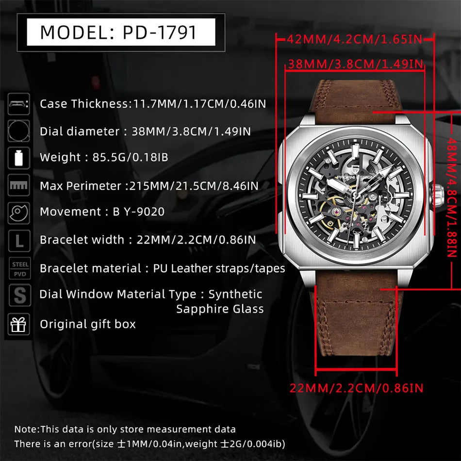 PAGANI DESIGN New Hollowed Men Mechanical Watch Top Brand Sapphire Glass Clock Classic Luxury Waterproof Automatic Men's Watches
