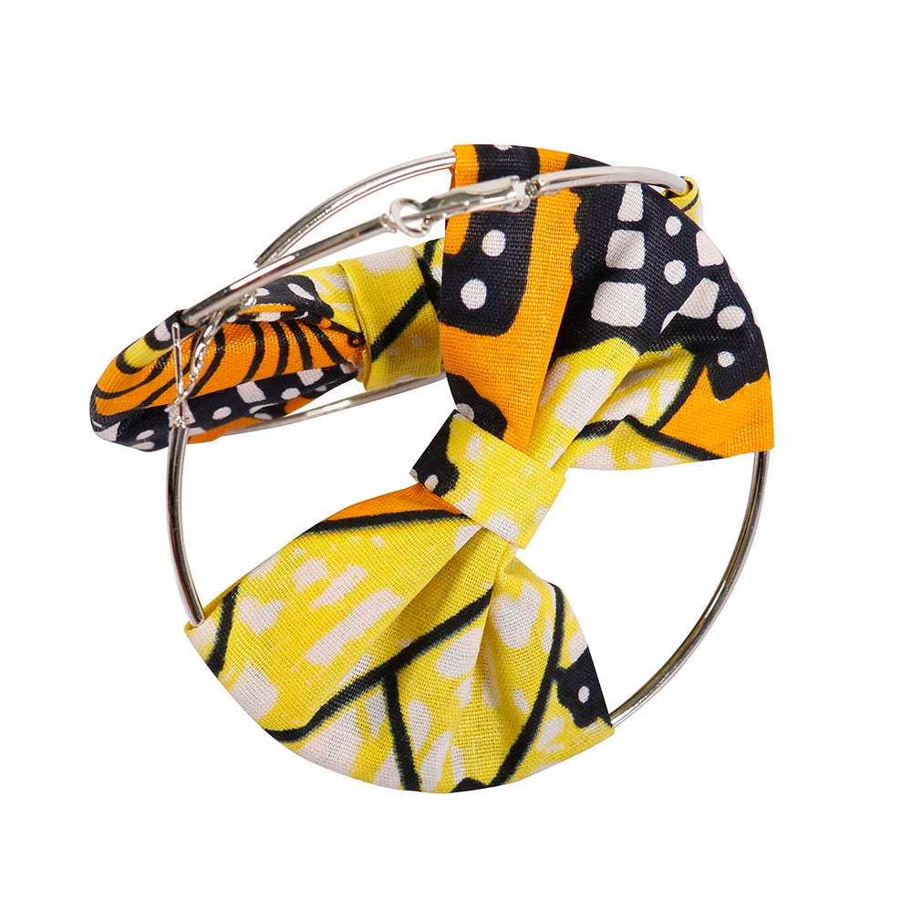 African Earrings Fashion Women Africa Handmade Statement Circle Jewellery Print Wax Fabric Accessories WYA078