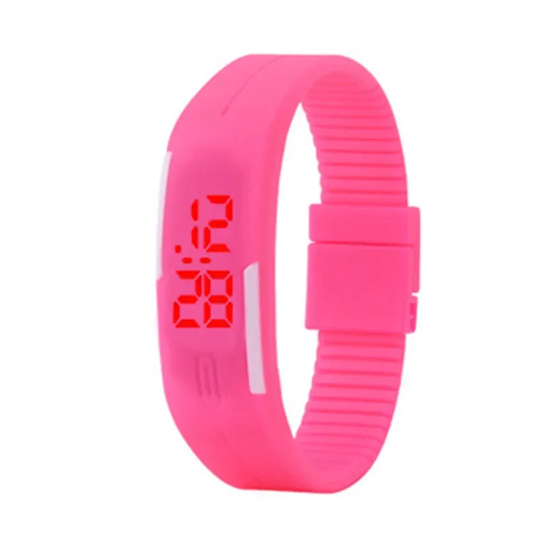 New Digital LED Watches Candy Color Silicone Rubber Touch Screen Digital Watches Women Men Children Bracelet Sports Wrist Watch