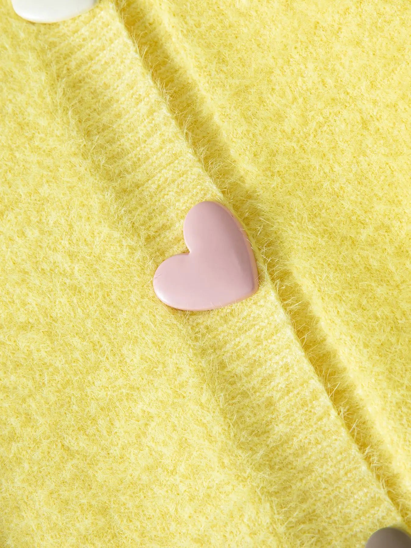 Autumn Winter Fashion Yellow Cardigan Women Heart Button Long Sleeve Knit Sweater Outerwears