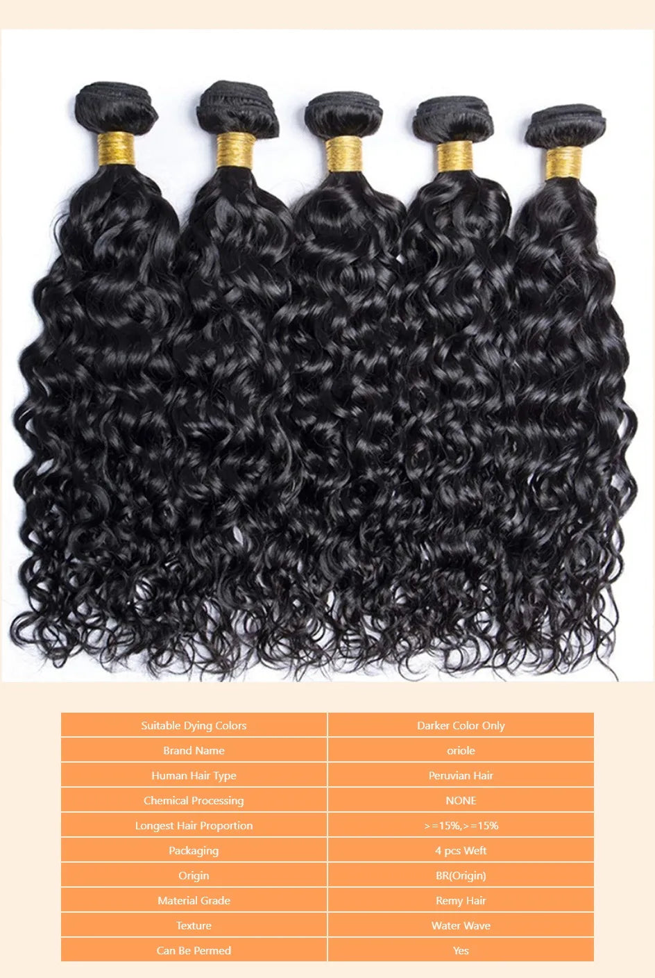 Water Wave Bundles Human Hair Extensions For Women Unprocessed Peruvian Hair Bundle Raw Virgin Human Hair Bundle Curly Hair