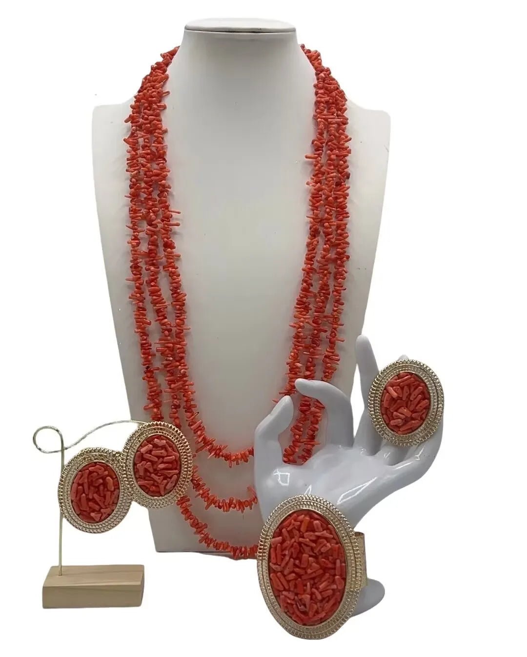 african fashion wedding real big coral beads jewlery set