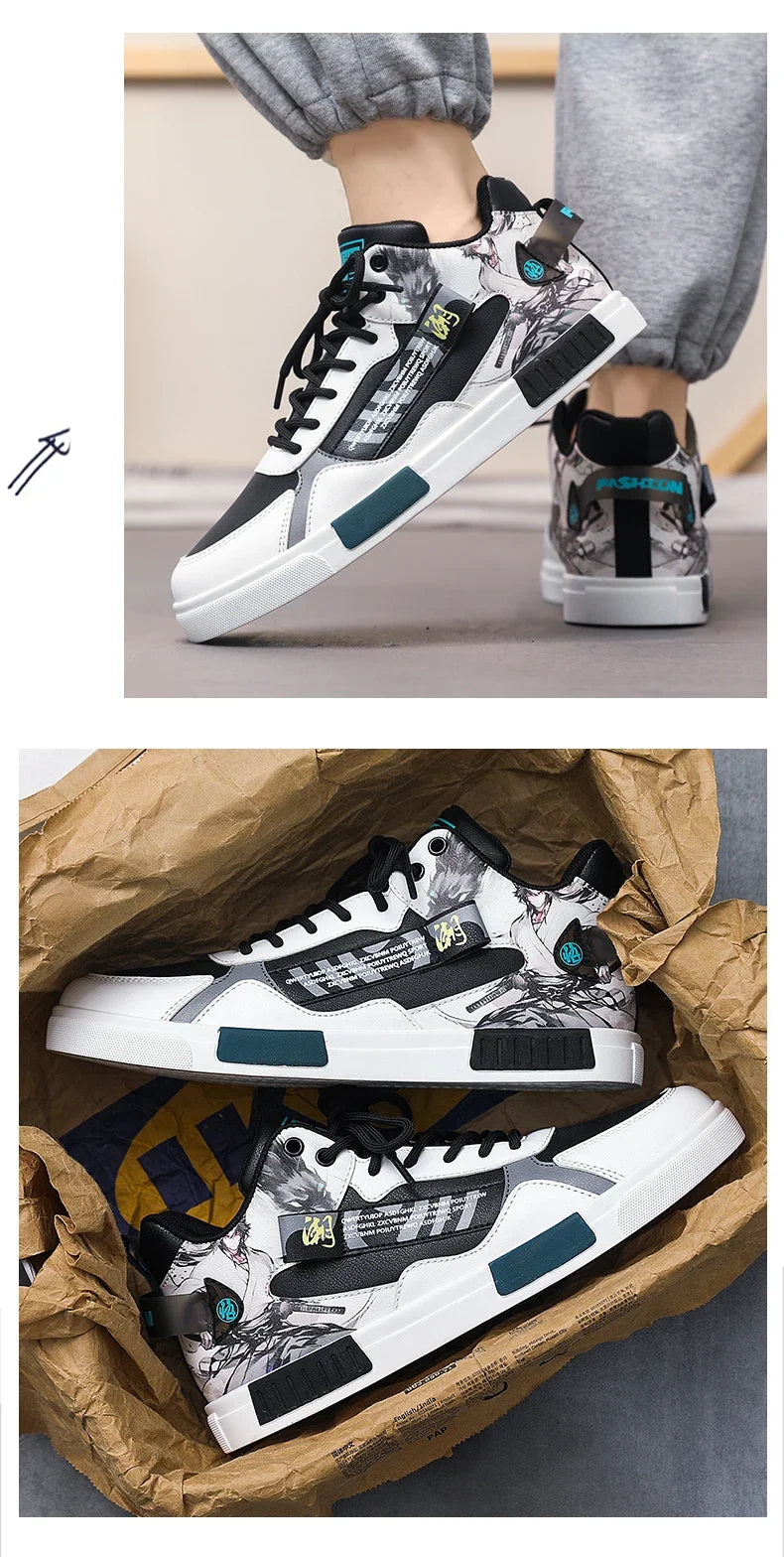 Men Running Shoes High Top Anime Shoes Comfortable Casual Sneakers Men Skateboard Big Size Tenis Masculino Footwear Male