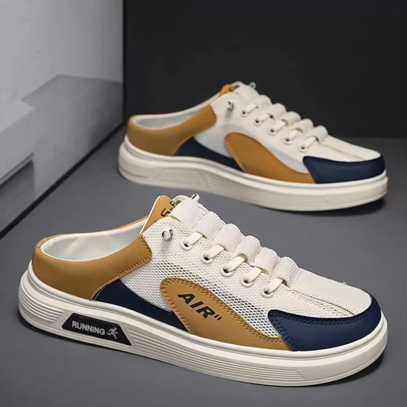 Men's Half Slipper Slip-on Man Casual Fisherman Shoes Breathable Mesh Platform Shoes Soft Bottom Sneakers Comfortable Men Shoes