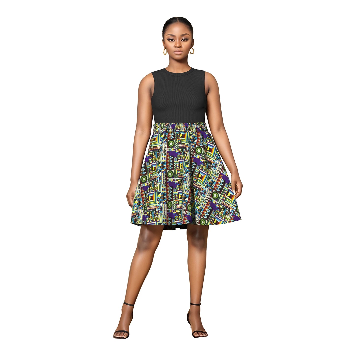 African Women's Skirt Knee Length Stretch High Waist Skirt African Print Ankara Women Lady Traditional Party Clothing WY11051