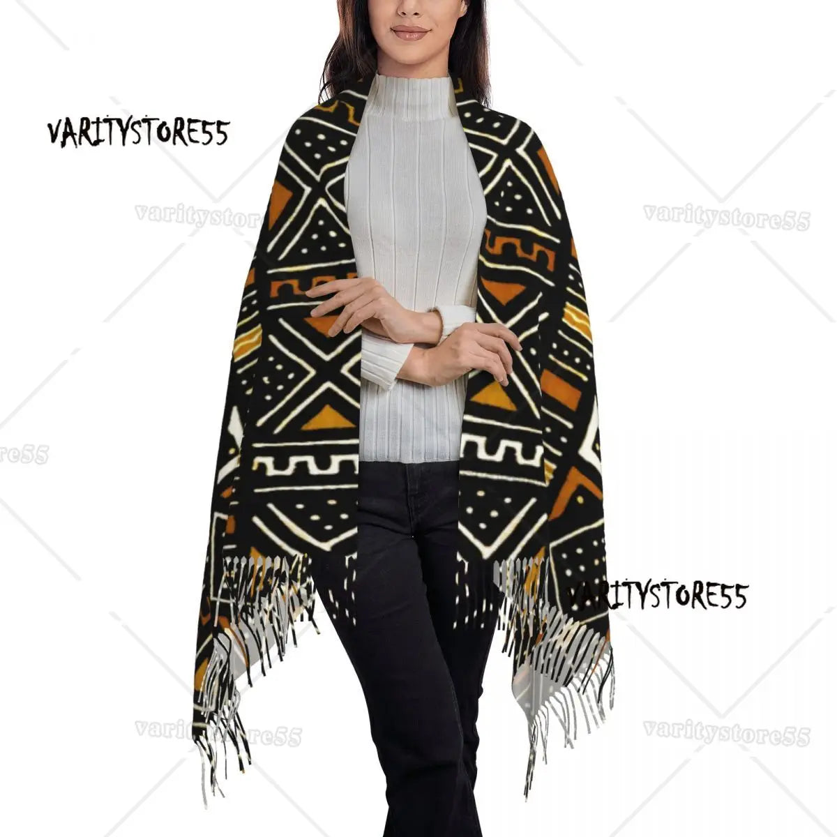 Custom Printed African Bogolan Scarf Men Women Winter Fall Warm Scarves Africa Ethnic Tribal Art Shawl Wrap