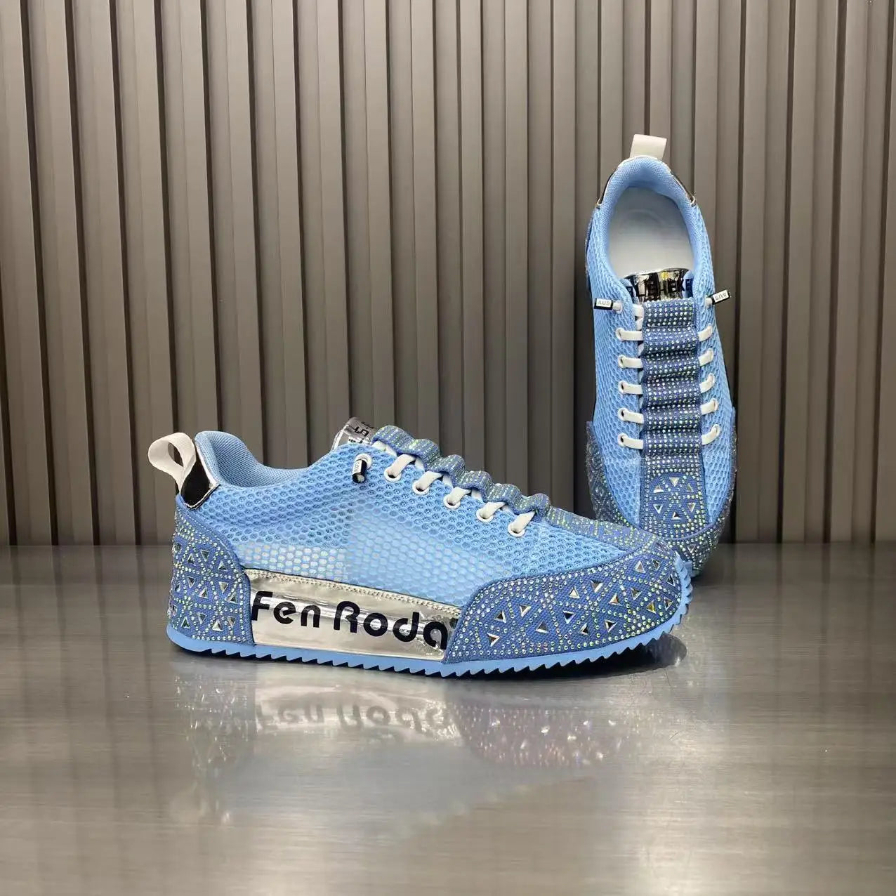 Sneakers Casual Men Designer Punk Bling Board Shoes Fashion Leather Mesh Breathable Increased Internal Flat Platform Sport Shoes