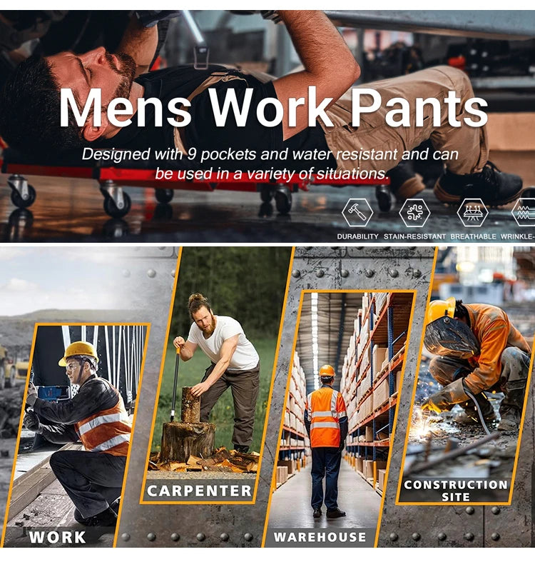 Men's Loose Training Pants Tactical Work Pants Men Cargo Trousers Multi-pocket Waterproof Pant Outdoor Workwear Hiking Trousers