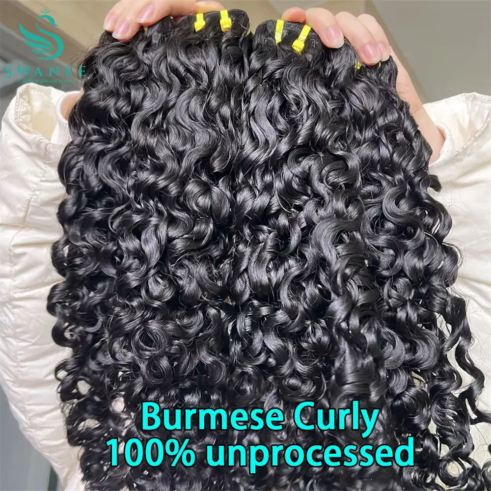 15A Burmese Curl  Vietnamese 100% Raw Virgin Human Hair Extensions #1B Natural Black for Human Hair Weave Bundles Curly Bundles