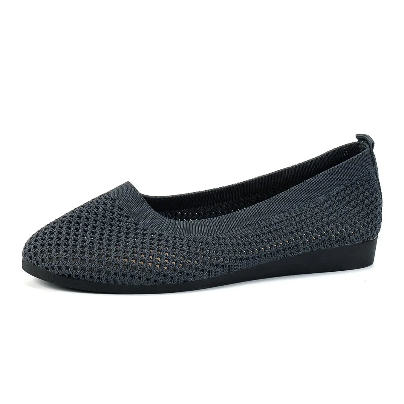 Women Round Toe Flat Shoes Solid Color Knitted Slip on Shoes Casual Breathable Ballet Flats Women Mesh Flat Shoes Loafers Woman