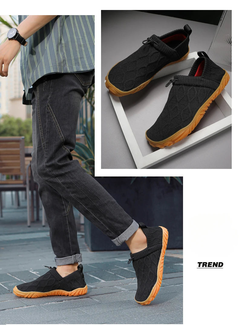 Minimalist Men's Barefoot Shoes Anti Slip Breathable Knitting Walking Shoes for Men Wear-resistant Lightweight Running Sneakers