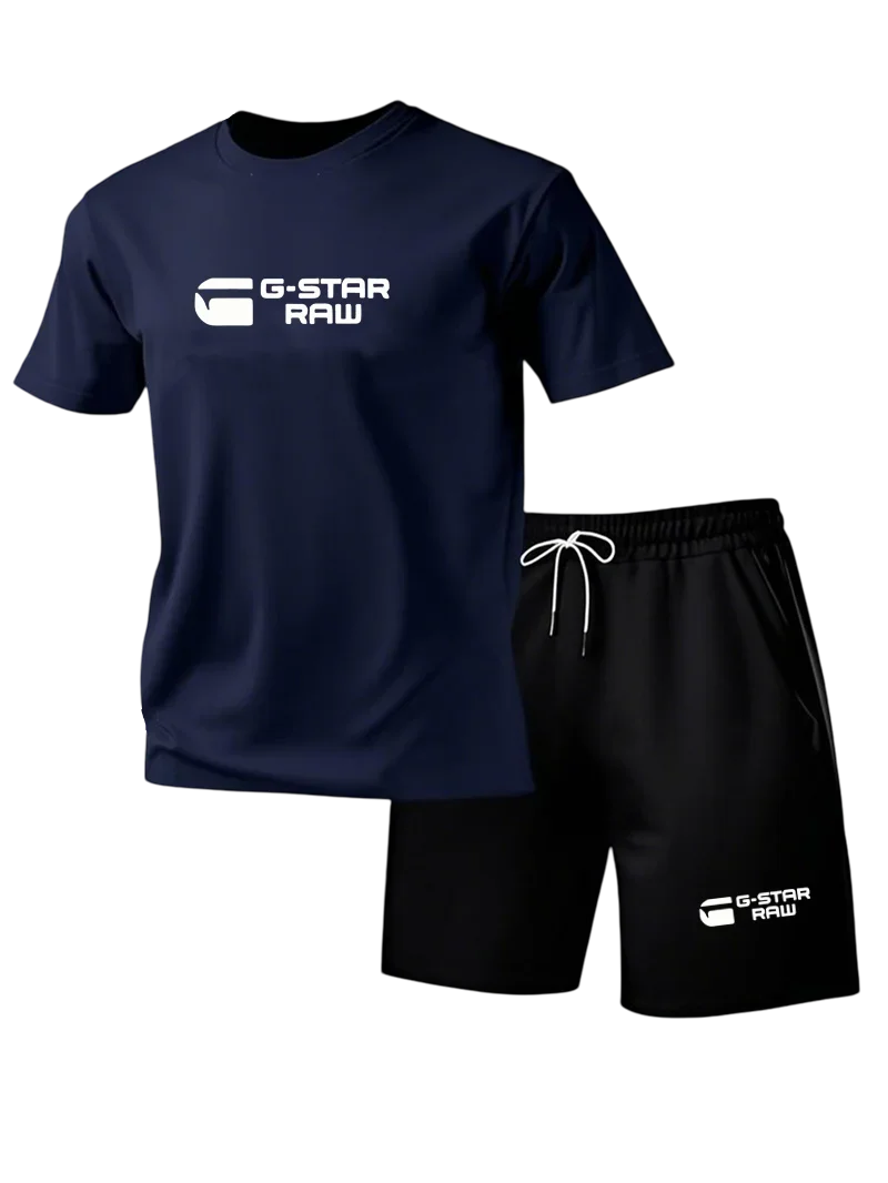 New Men's Sportswear Short Sleeved T-shirt and Sports Shorts Summer Casual Jogging Pants Set Men's Two-piece Set