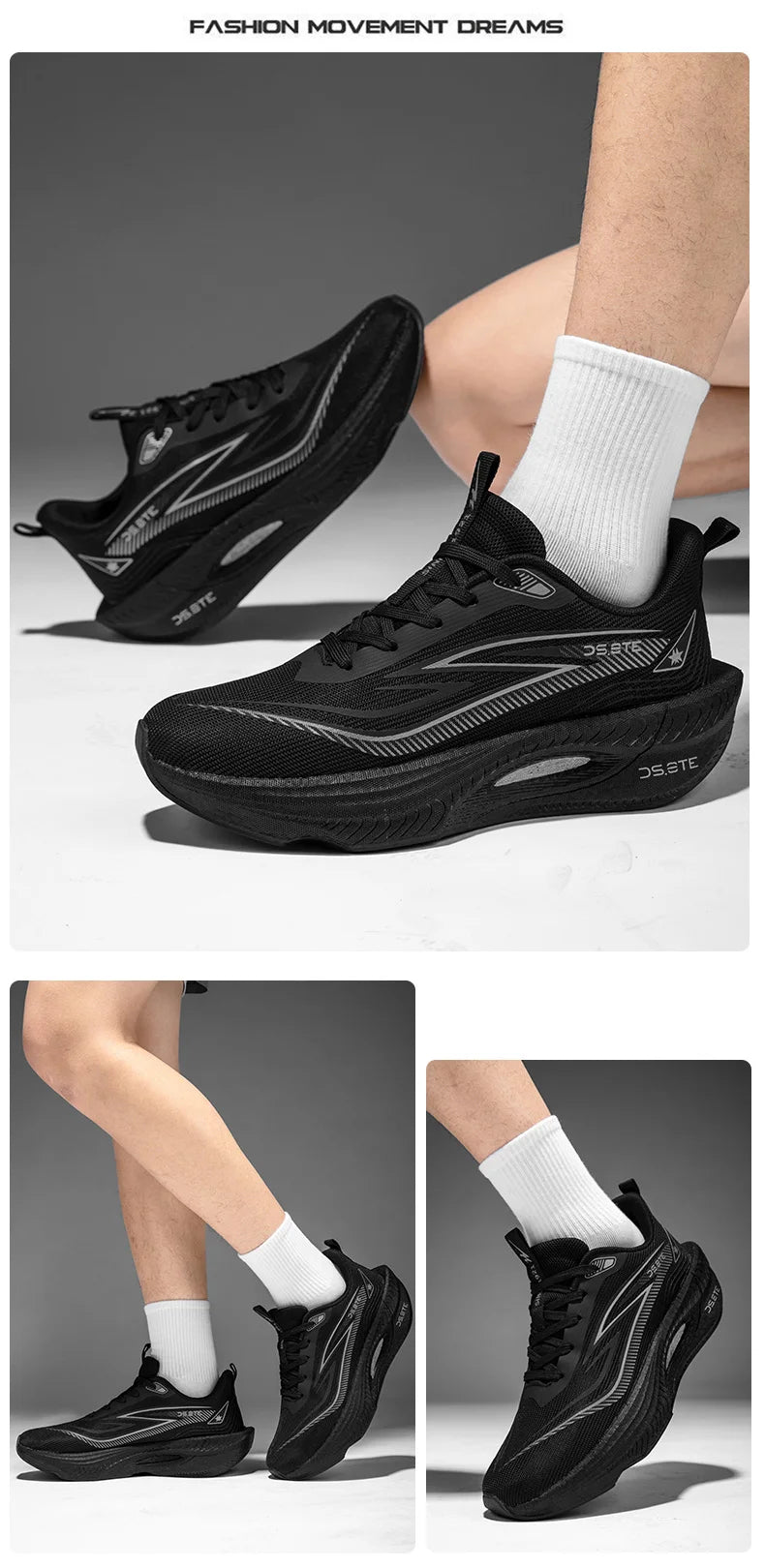 [Sports Shoes] Men's ultra light professional marathon running shoes, carbon plate cushioning, breathable low cut design, fluore