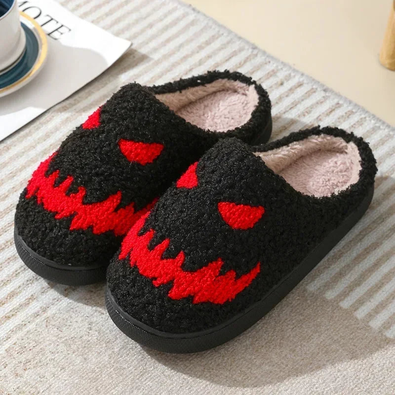 House Fuzzy Slipper Men Male Ghost Face Blue Evil Eye Home Shoes Plush Winter Warm Indoor Floor Non Slip Women Female Halloween