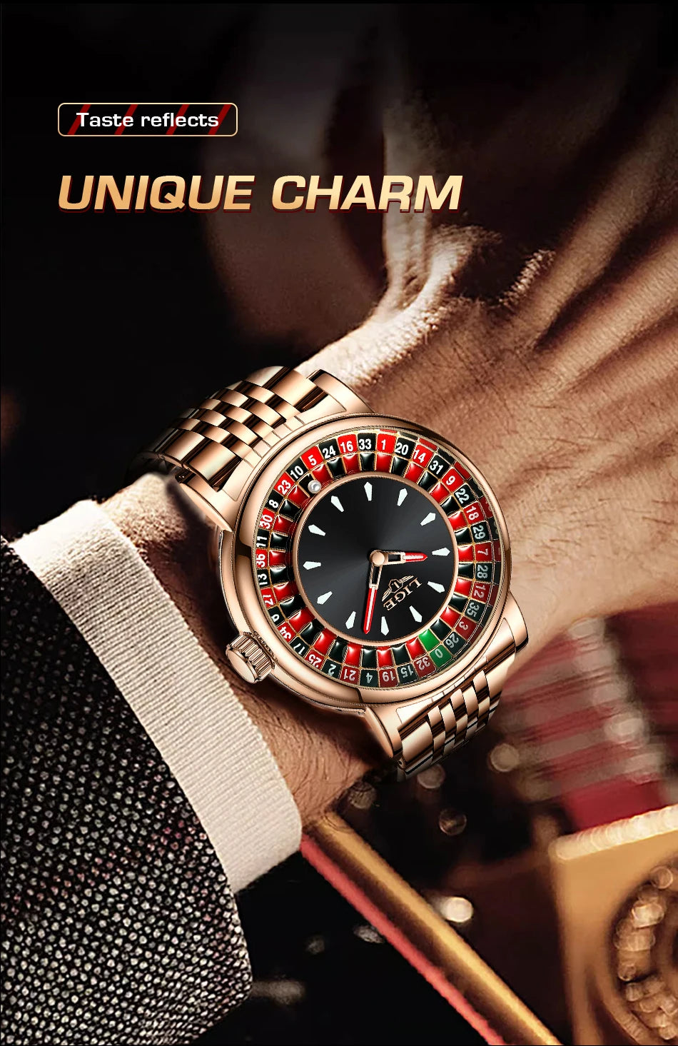 LIGE 2025 Creative Luxury Watches Men Roulette Game Dial Fashion Mens Watch Waterproof Luminous Steel Quartz Wristwatches Relojs