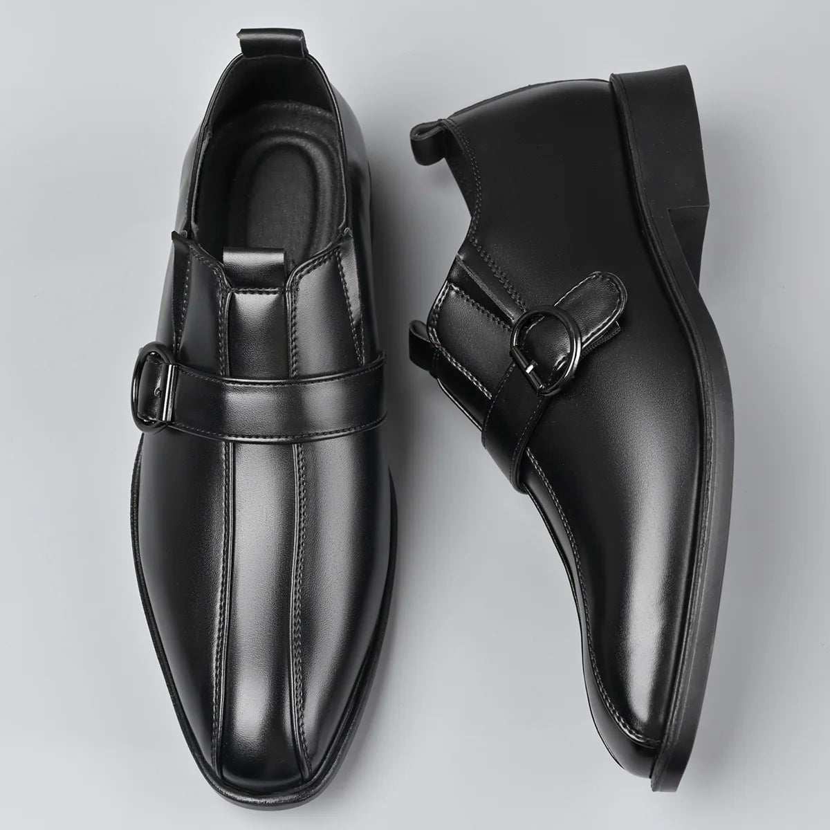 Designer Big Size 38-47 Men Dress Shoes Fashion Solid Color Wedding Shoes Male Spring Autumn Buckle Designer Man Leather Shoe