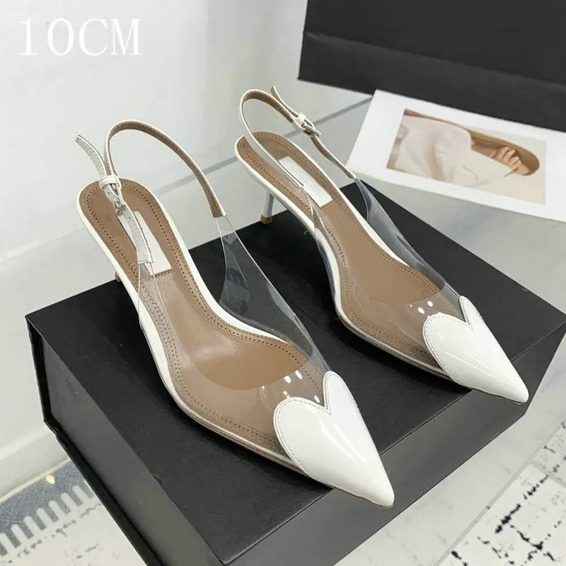 2025 New PVC European Style High Heels Women'S Summer Pointed Toe Runway Sandals Party Shoes