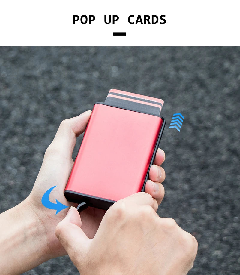 2023 Rfid Credit Card Holder Men Minimalist Coin Wallets Pop Up Metal Id Bank Cardholder Case Identification Card Holder Folders