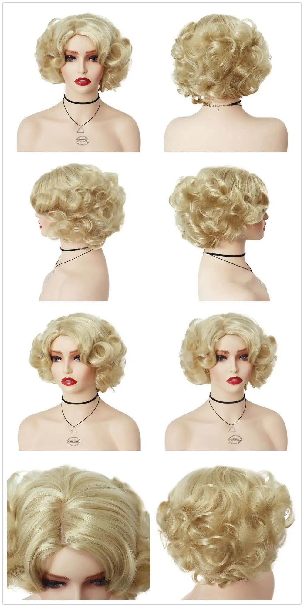 GNIMEGIL Synthetic Cosplay Wig Short Curly Hair Platinum Blonde Wigs for White Women Fluffy Curls Flip 60s Gatsby Hairstyle Wigs