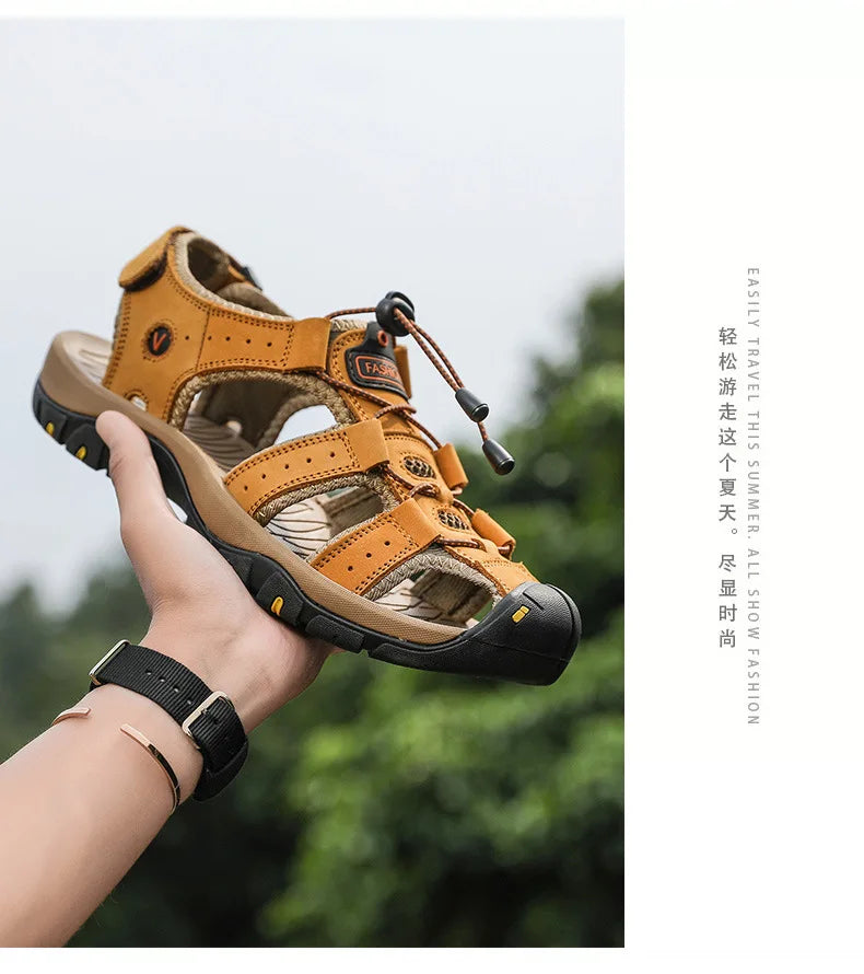 2026 Men Sandals Genuine Leather Mens Casual Shoes Outdoor Men Leather Sandals for Men Beach Shoes Roman mens Shoes