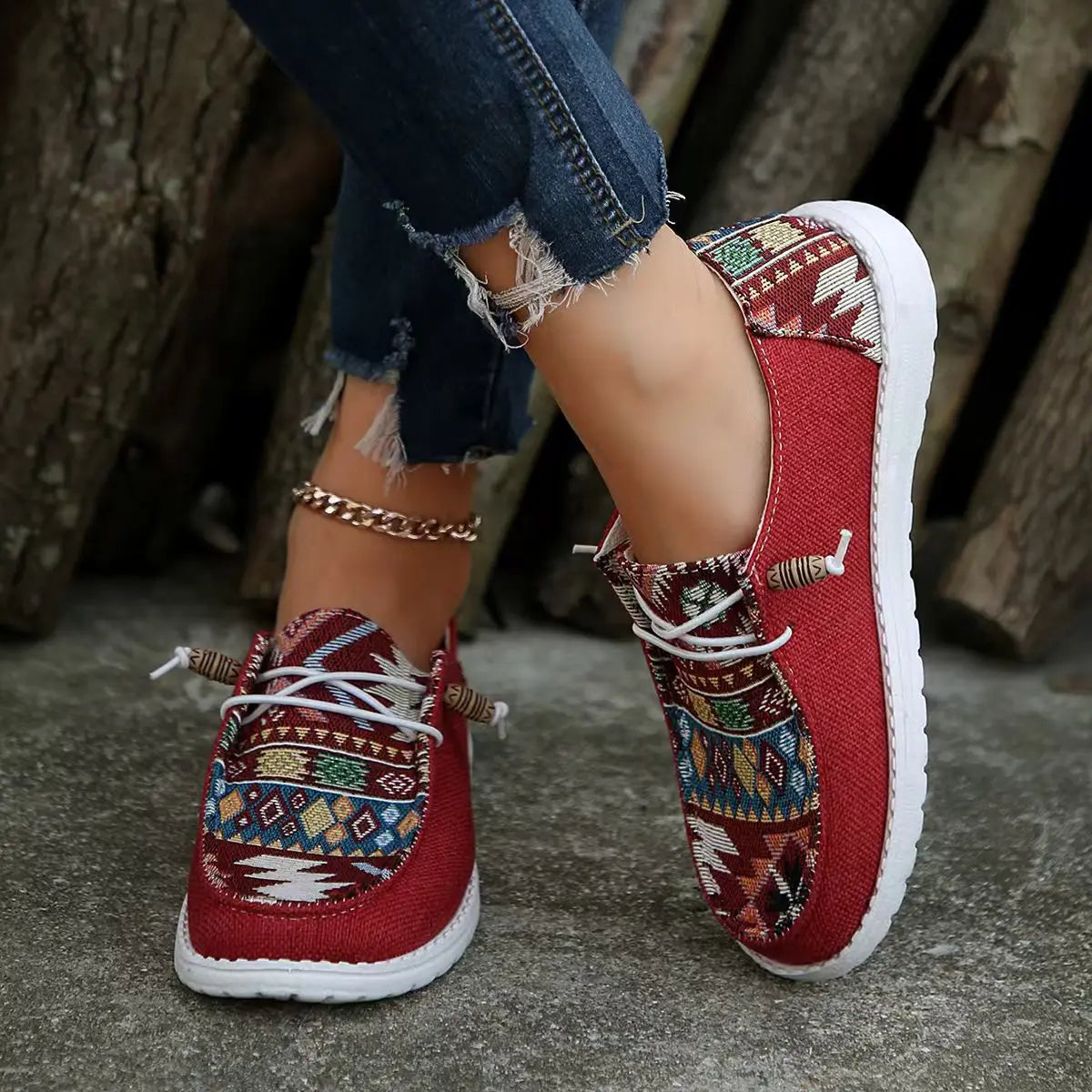 Women's Lightweight Sports Shoes Spring Fashion Flats Lace Up Soft Sole Casual Sneakers Women Comfortable Non Slip Walking Shoes