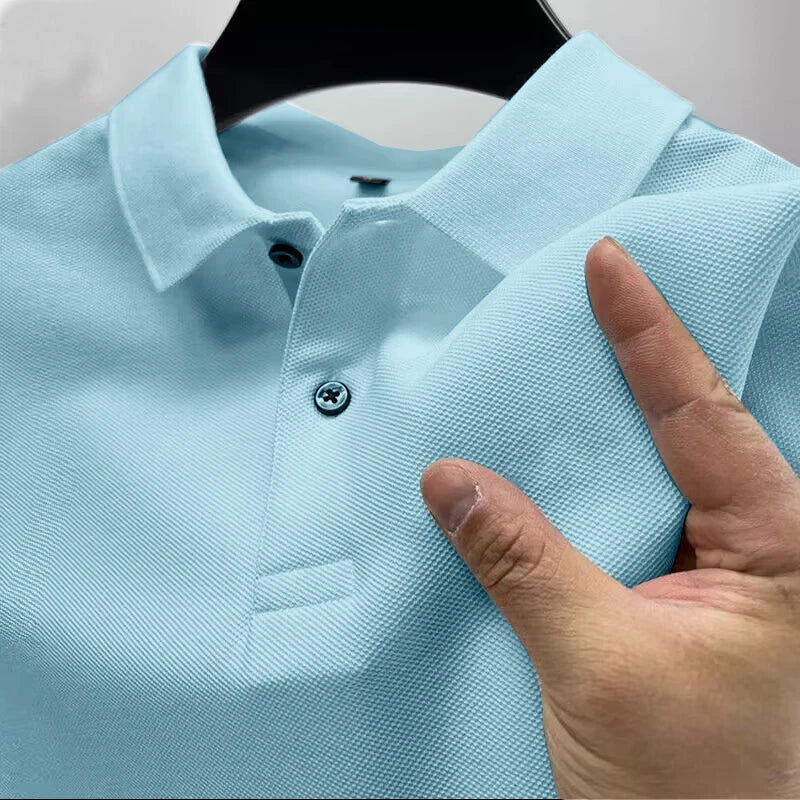 2026 Men's premium summer polo shirt, quick drying, breathable, casual, business fashion, sports, short sleeved, men's clothing