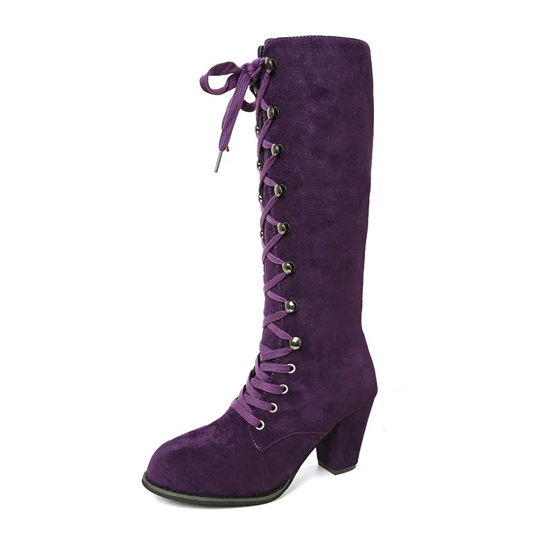 European and American Design Inspired Long Boots 2023 New Autumn High Heels Solid Color Women's Platform Zapatos De Mujer Traf