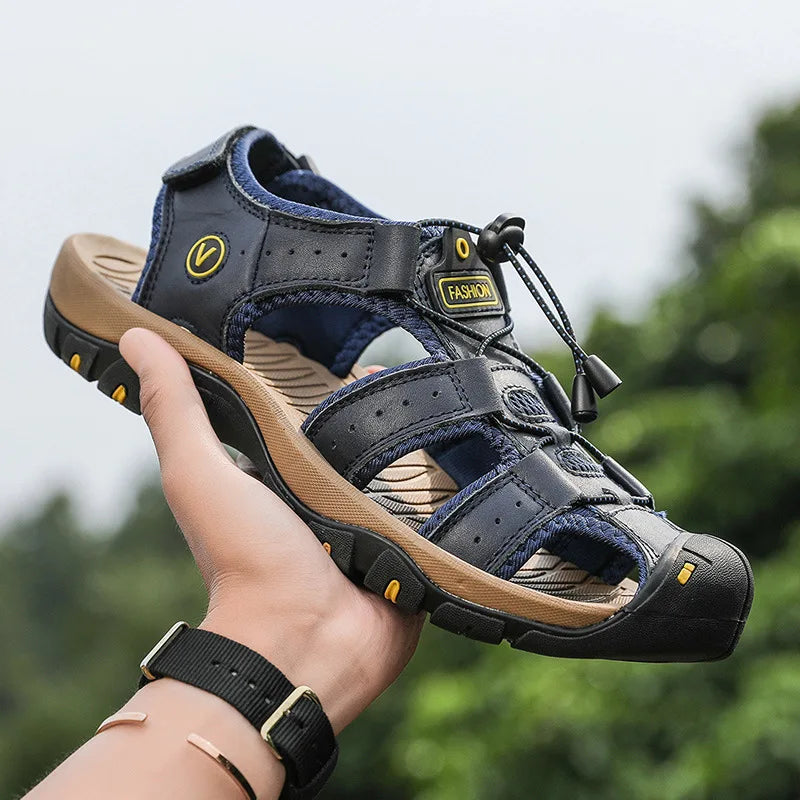 2026 Men Sandals Genuine Leather Mens Casual Shoes Outdoor Men Leather Sandals for Men Beach Shoes Roman mens Shoes