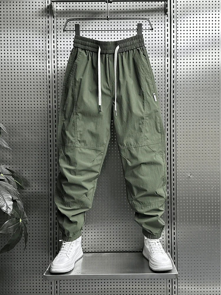 Summer Fashion New Men Breathable Casual Trousers Loose Tying Feet Versatile Simple Solid Color Harem Pants