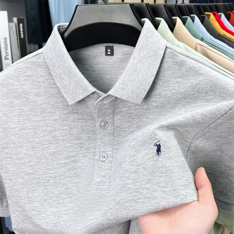 2026 Men's premium summer polo shirt, quick drying, breathable, casual, business fashion, sports, short sleeved, men's clothing