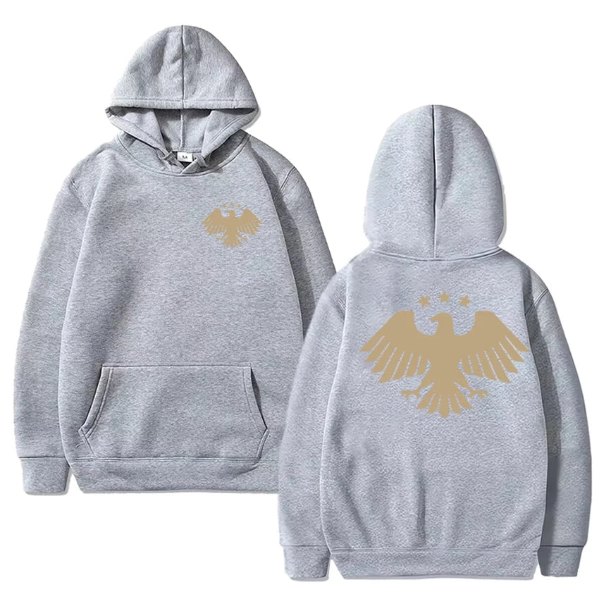 Autumn Winter Men women harajuku black Sweatshirt Eagle of Syria Double Sided Graphic Hoodie Unisex Fleece Long sleeve pullovers