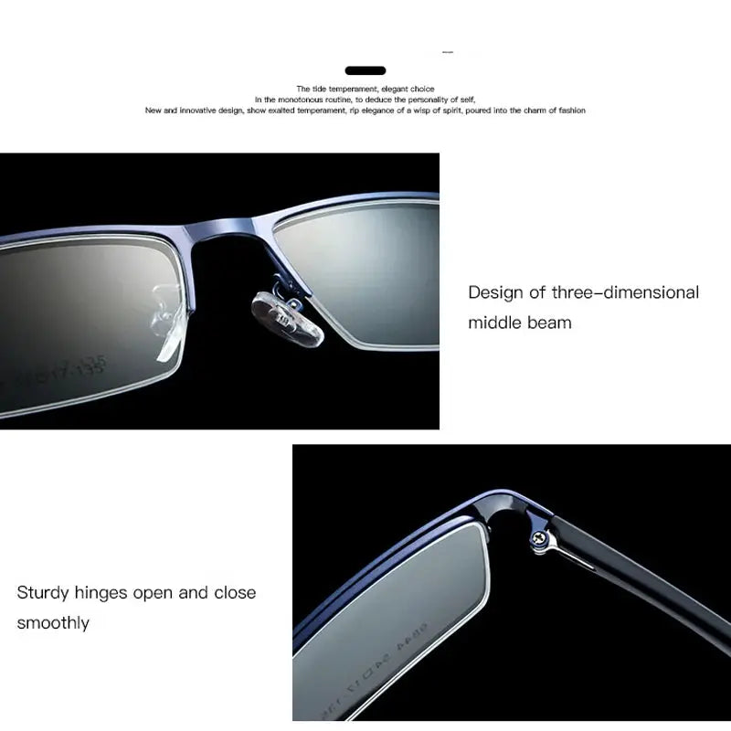 VCKA Half Frame Men Business Myopia Prescription Glasses Alloy Photochromic Anti Blue Ray Shortsighted Eyewear -0.5 TO -10 BAZAARHUBO