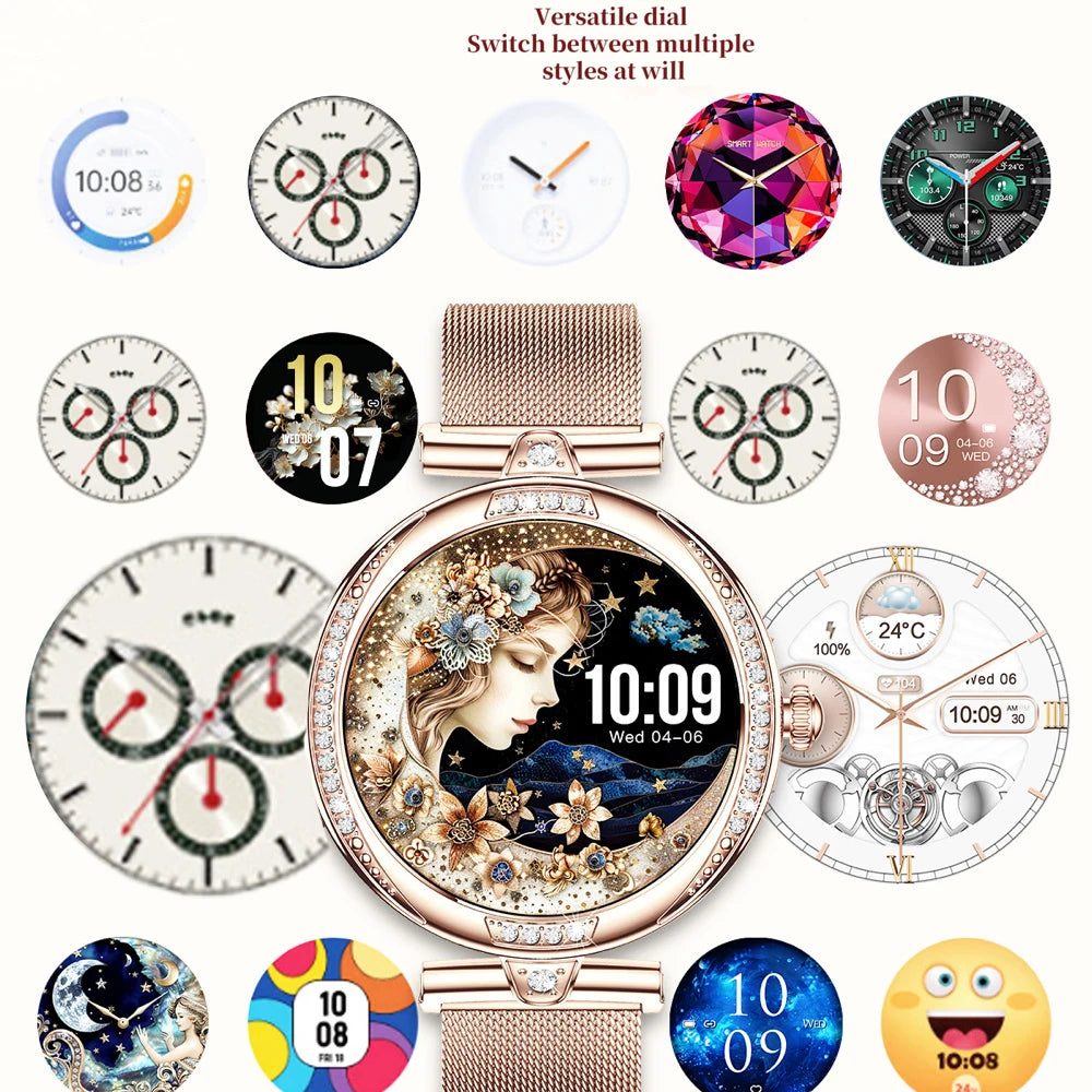2025 Blue Tooth Call Lady Smartwatch 1.19" AMOLED Screen Women Smart Watches Waterproof Sports Fitness Tracker Health Bracelet