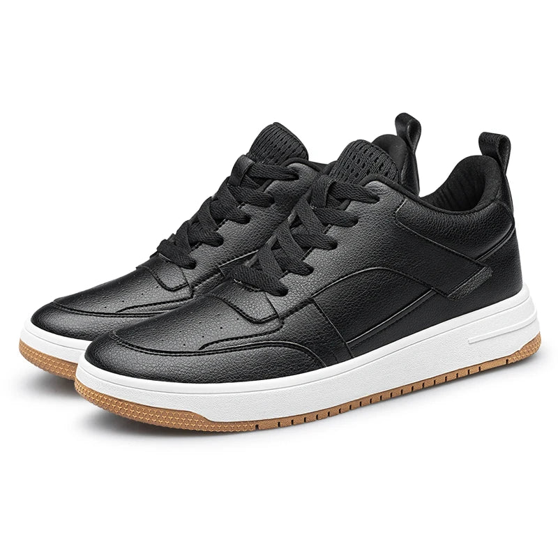 Men Genuine Leather Casual Shoes Men Sneakers Men Skateboard Shoes Comfortable Platform Male Footwear Height Increase Insole 6-8