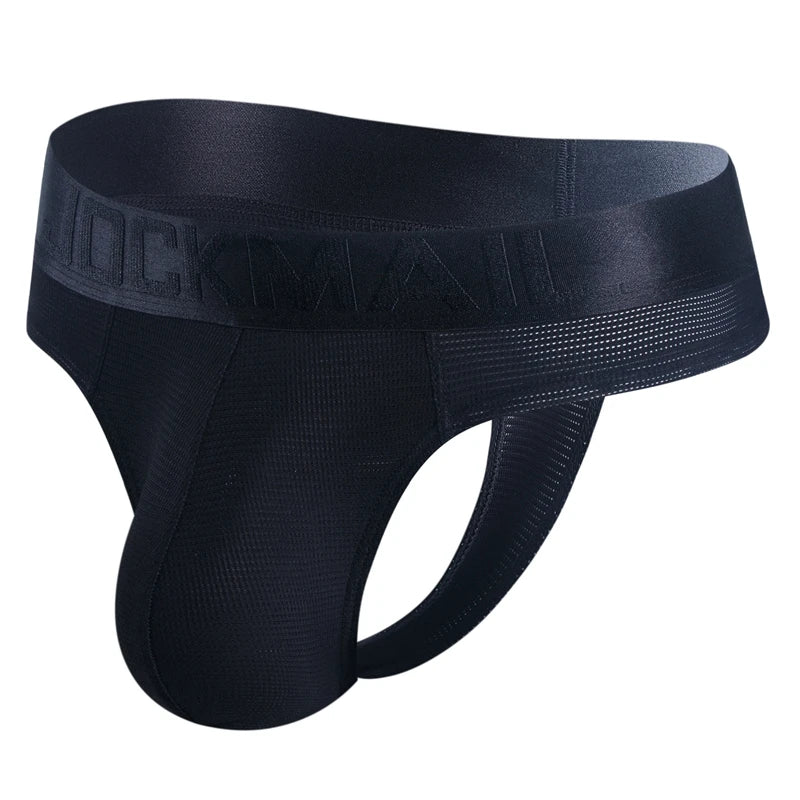 JOCKMAIL Sexy Men's G-string Fashion Low Waist Solid Color Male Thongs Underwear Breathable Mesh Sports Underpants Shorts