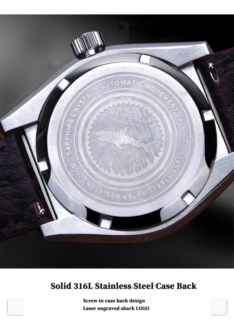 Heimdallr Monster Diver men Watch Frost Blue Dial Sapphire Crystal NH35 Automatic Mechanical 200m Waterproof Full Luminous Watch