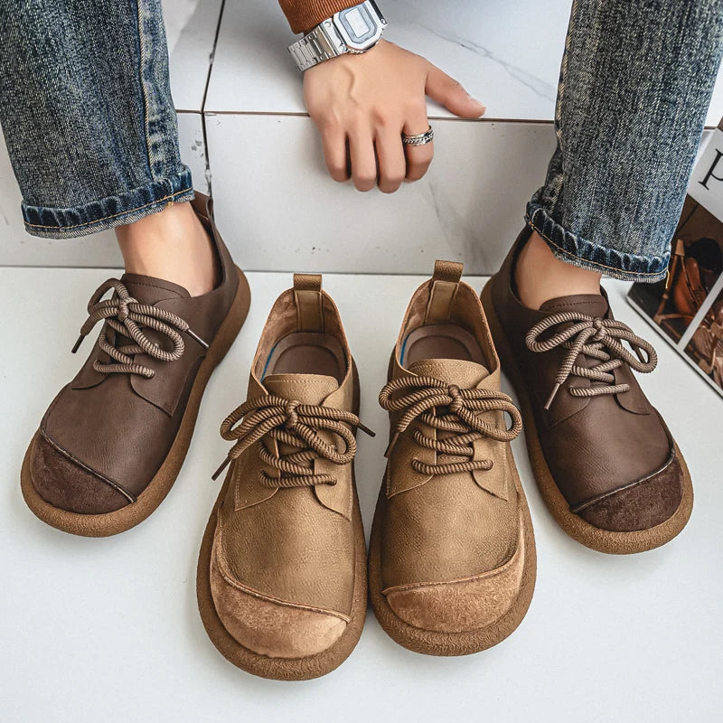 Luxury Brand Men's Casual Shoes Fashion Handmade Walking Shoes Lightweight Leisure Footwear Outdoor Sneakers Leather Work Shoes