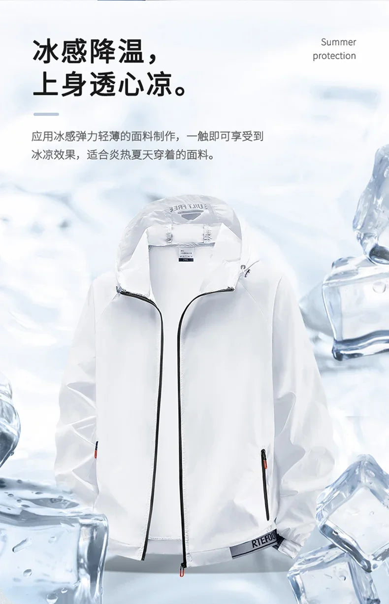 Outdoor Lightweight Hiking Jackets Men Fishing Cycling Hooded Gym Sports Running Coat Summer Sun-Protective Jacket Men Clothing