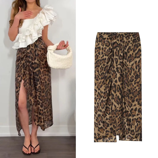 Women's Skirt 2026 New Fashion Summer Animal Print Wrap Skirt for Women Casual Chic Personality Ladies Skirt