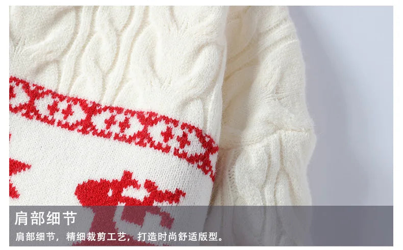 2024 Winter sweater new High End Luxury Cashmere Sweater Men Thick Warm Mens Sweaters With Deer Korean Harajuku Christmas Jumper
