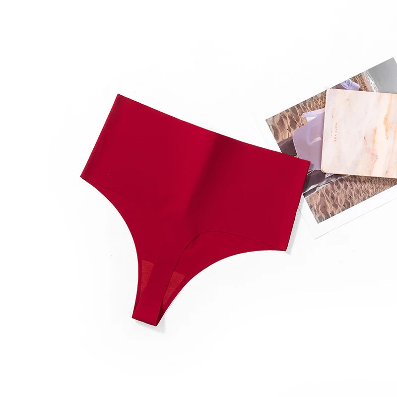 BZEL High Waist Women's Panties Seamless Thongs Silk Satin Plus Size Female Underwear Sexy Lingerie Fashion G-Strings Hot T-Back