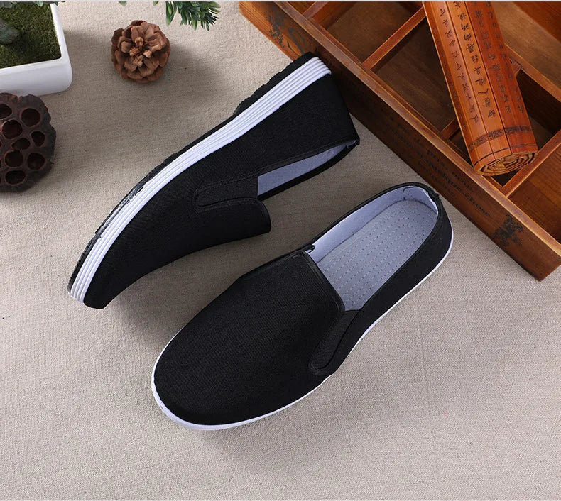 Beijing Men's Cloth Shoes New Style Work Shoes Rubber Sole Black Cloth Shoes One Step Work Shoes round Toe Breathable Wear Re...