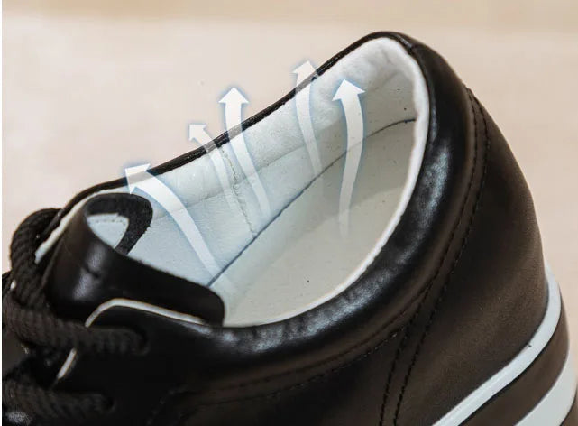 Fujin 12cm Genuine Leather Synthetic Women Autumn Spring Platform Wedge Women Fashion Sneakers Chunky Shoes Vulcanize Skateboard
