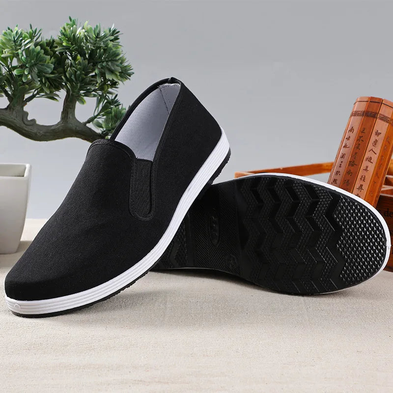 Beijing Men's Cloth Shoes New Style Work Shoes Rubber Sole Black Cloth Shoes One Step Work Shoes round Toe Breathable Wear Re...