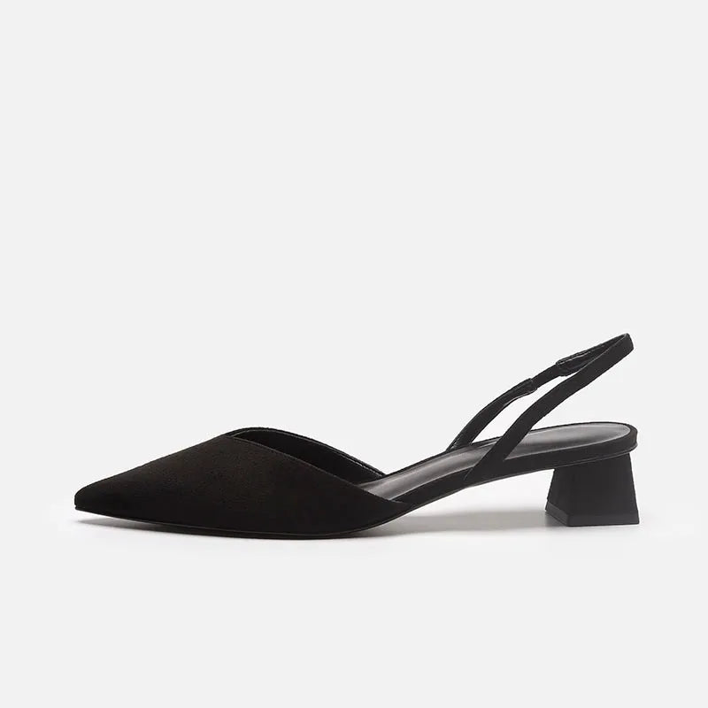 Baotou Sandals Women's 2025 New Summer Simple Pointed Square Heel Sandals Women's High Heels Thin Strap Fashion Single Shoes