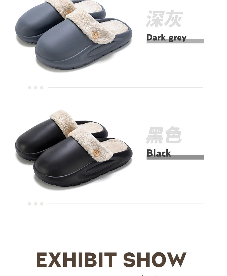 Winter Waterproof Warm Plush Slippers for Young People,Women,Men