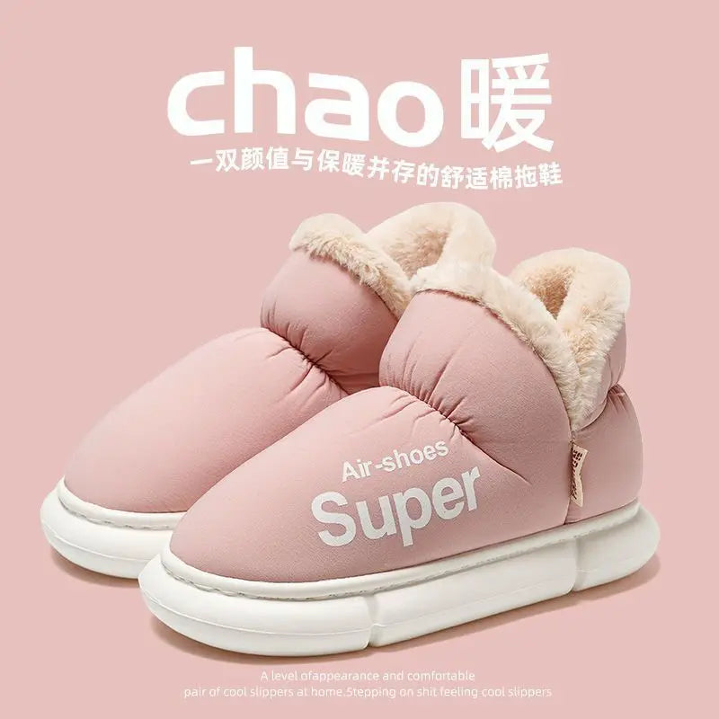 Winter Plush Men Cotton Shoes Warm Plush Men House Slippers Outdoor Soft Non Slip Women's Shoes Casual Furry Men Shoes