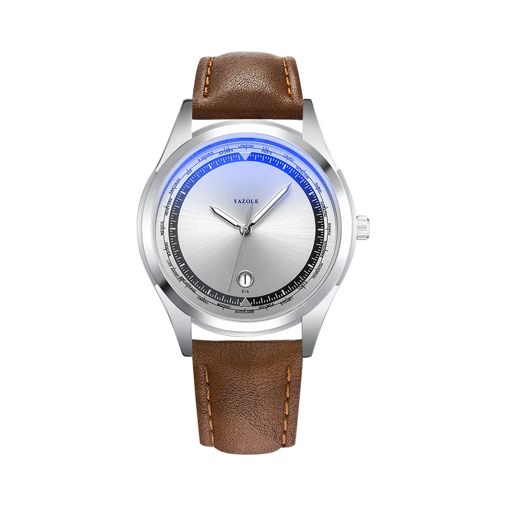 YAZOLE Men's Watch Minimalist Luxury Quartz Man Watch Original Leather Strap Waterproof Calendar Watches Relogio Masculino