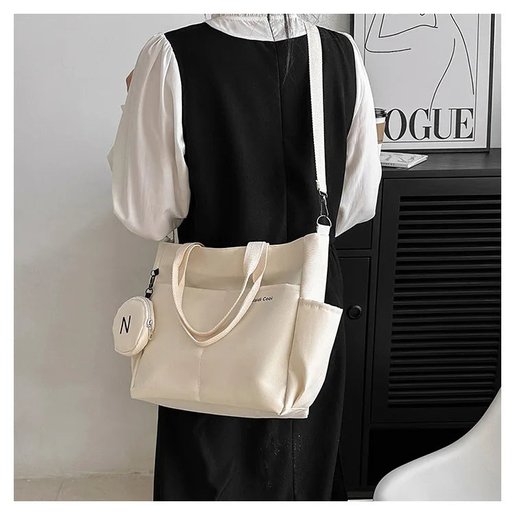 Korean version large capacity crossbody bag, versatile for male and female college students, travel shoulder bag, commuting bag