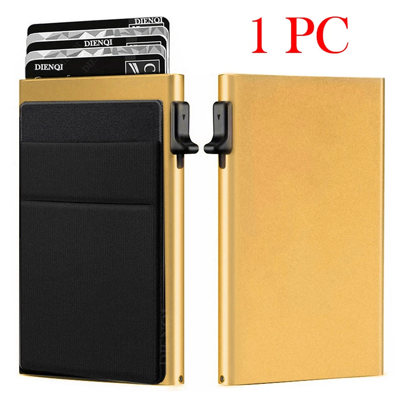 DIENQI Anti-theft Card Protectors Card Holder Minimalist Smart Wallet RFID Protection Aluminum Metal Cardholder Case Porte Carte